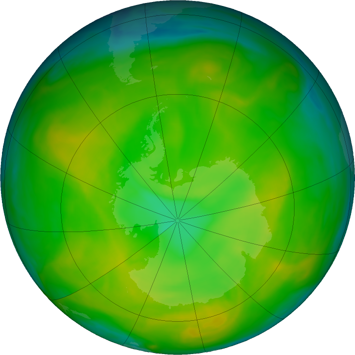 Antarctic ozone map for 21 November 2019